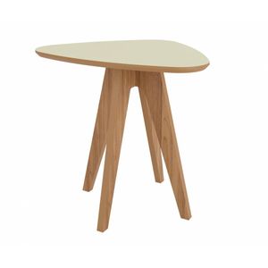 Mesa de Canto Dalla Costa Orgânica 65x54x50cm - Off White/Freijó