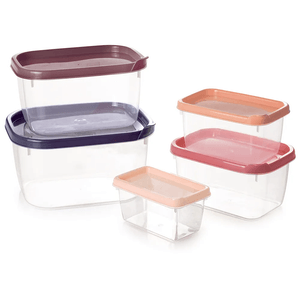 Conjunto com 5 Potes Conect Retangular Plasútil - Sortido