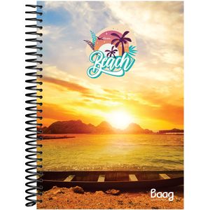 Caderno Baag  Espiral Universitário Capa Dura Beach 1 Matéria - Sortido