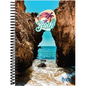 Caderno Baag Espiral Universitário Capa Dura Beach 15 Matérias 300 Folhas - Sortido