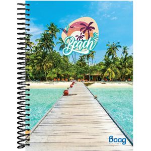 Caderno Baag Espiral Universitário Capa Dura Beach 20 Matérias 400 Folhas - Sortido