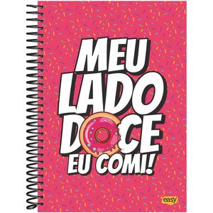 Caderno Baag Espiral Universitário Capa Dura Easy Feminina 12 Matérias 240 Folhas - Sortido