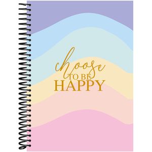 Caderno Baag Espiral Universitário Capa Dura Happy 10 Matérias 160 Folhas - Sortido