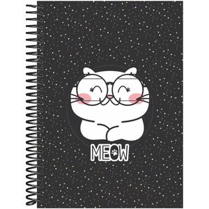 Caderno Baag Espiral Universitário Capa Dura Meow 15 Matérias 240 Folhas - Sortido