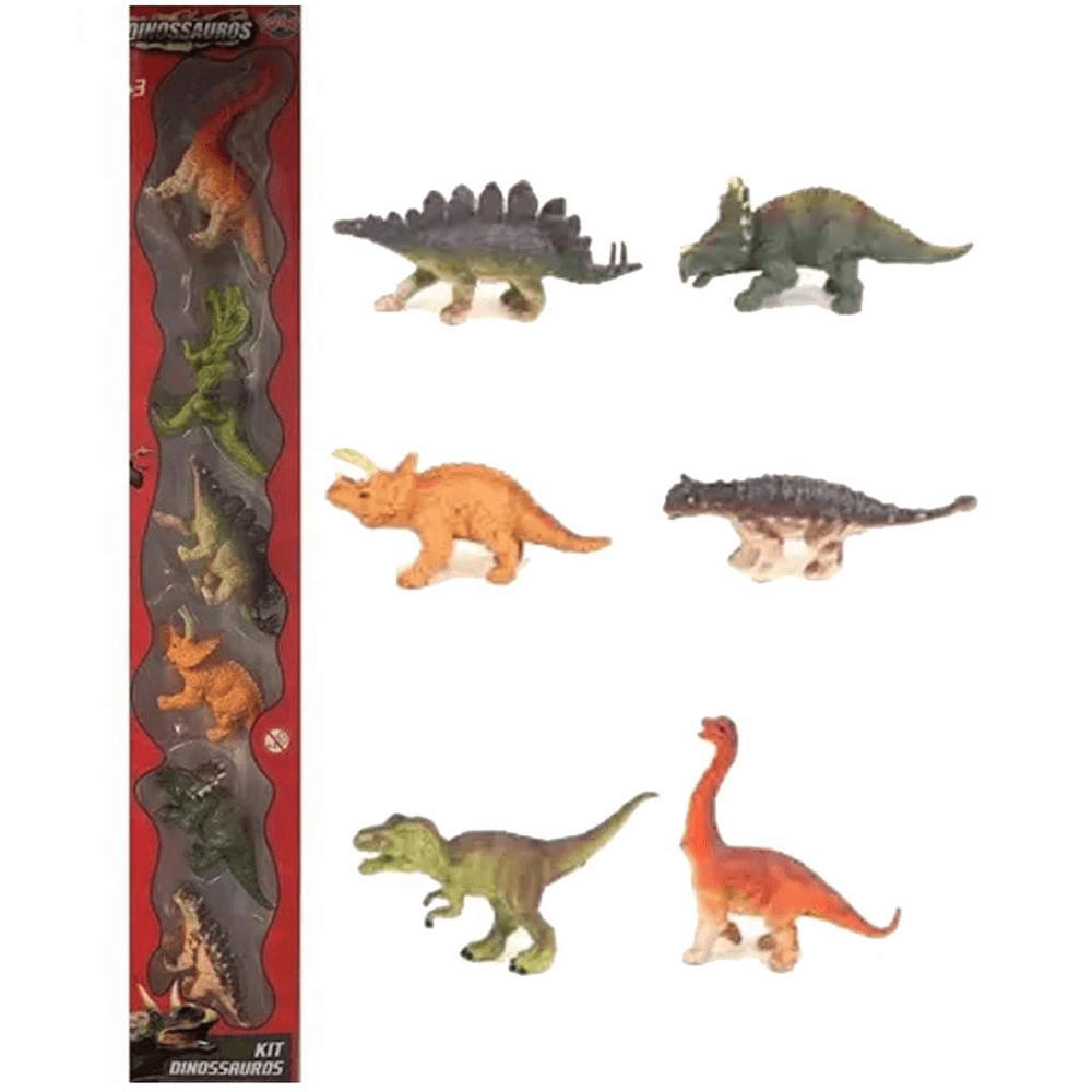 Jogo Dinossauros Sortidos 6 Peças World Brinquedos - freitasvarejo