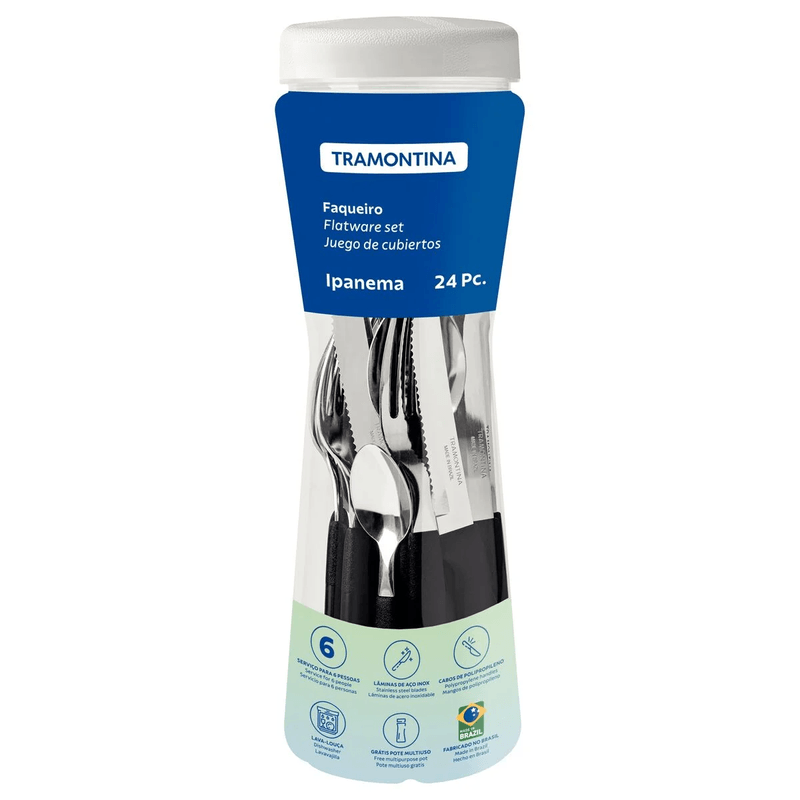 faqueiro-tramontina-ipanema-em-aco-inox-cabos-de-polipropileno-preto-e-pote-plastico-24-pecas-6