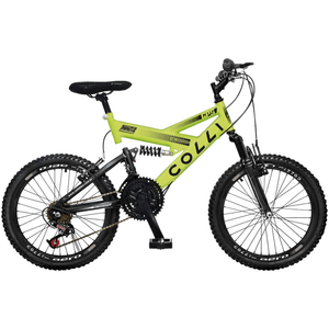 Bicicleta Colli GPS Dupla Suspensão Aro 20 21 Marchas Amarelo Neon