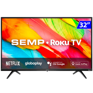 Smart Tv Semp 32" Hd Led Roku com Wi-Fi, Hdmi e Bivolt Preta - 32R6500