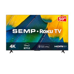 Smart Tv Semp 50" Led 4K UHD Roku com Wi-Fi Dual Band, HDR e Alexa Bivolt Preta - 50RK8600