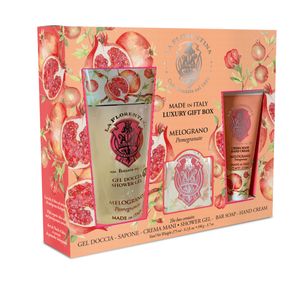 Kit Ritual Diário La Florentina Pomegranate com Creme para Mão 75 ml + Sabão em Barra 106 g + Gel de Banho 200 ml