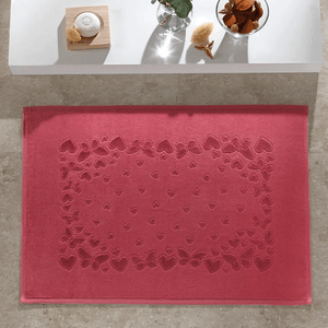 Toalha de Piso Döhler Velour Jacquard Romance Cereja - 70 x 50cm