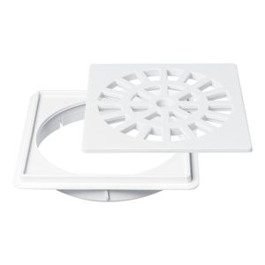 Conjunto Grelha e Porta-grelha para Caixa Sifonada de 100 mm Quadrada - Branca