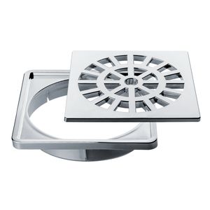 Conjunto Grelha e Porta-grelha para Caixa Sifonada de 100 mm Quadrada - Cromado