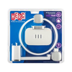 Kit 4 Peças para Banheiro Herc Tivoli - Branco Cromado