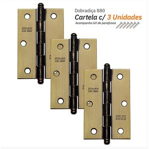 Dobradiça 880 Até 20 kg - 3" Oxidado 3 Peças - Silvana