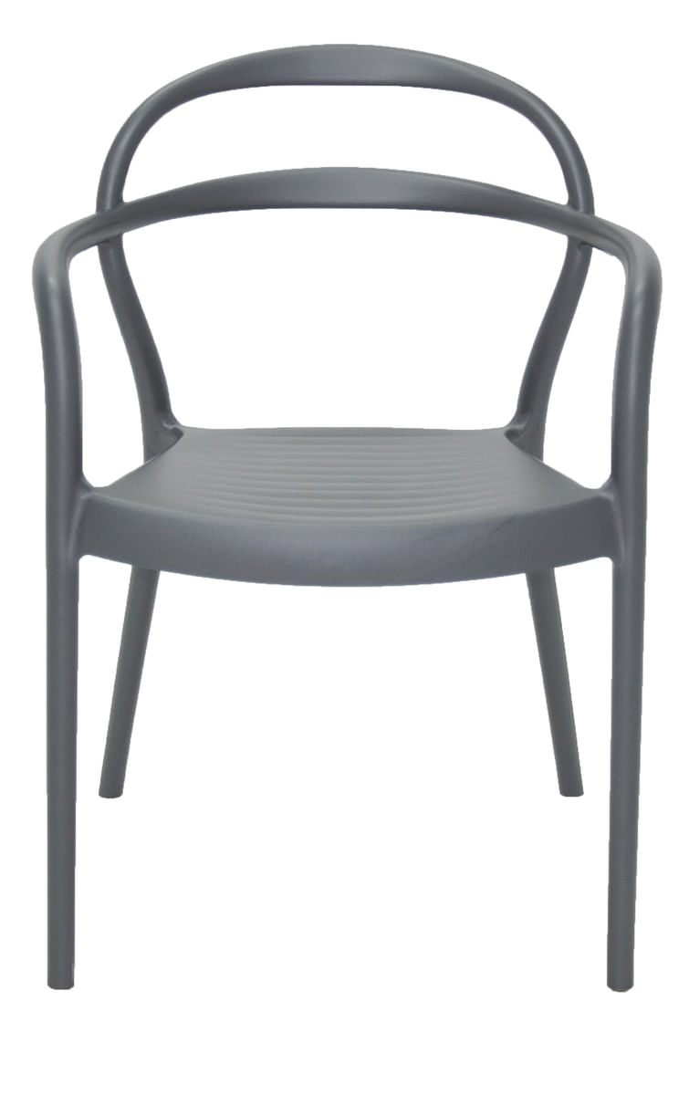 Cadeira Tramontina Safira em Polipropileno e Fibra de Vidro com Braços  Grafite de Qualidade em Promoção
