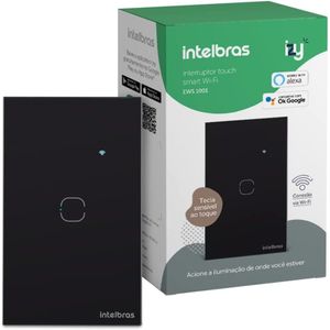 Interruptor Inteligente Touch Wi-Fi 1 Tecla Preto - Intelbras EWS 1001 PT