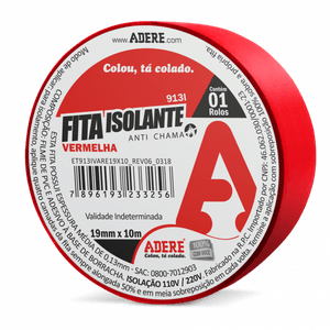 Fita Isolante Adere 913I 19 mm x 10 metros - Vermelho