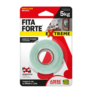 Fita Adesiva Forte Extreme Adere 24 mm x 1,5 metros - Dupla Face