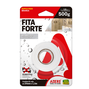Fita Adesiva Forte Adere Banheiro 24 mm x 1,5 metros - Dupla Face