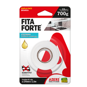Fita Adesiva Forte Adere Cozinha 24 mm x 1,5 metros - Dupla Face