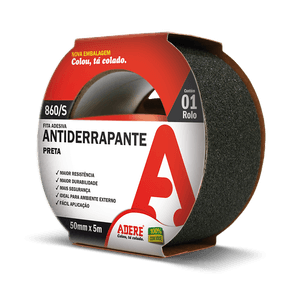 Fita Adesiva Adere Antiderrapante 860S 50 mm x 20 metros - Preto