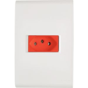 Conjunto Tomada Tramontina 2P + T 20 A / 250 V – Liz Branco e Vermelho
