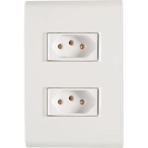 Conjunto duas Tomadas Tramontina 2P + T 10 A / 250 V – Liz Branco