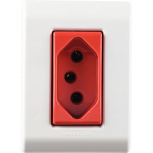 Tomada Sobrepor Tramontina 2P + T 20 A / 250 V – Vermelha e Branca