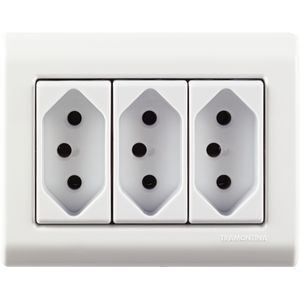Caixa de sobrepor com Três Tomadas Tramontina 2P + T 10 A / 250 V – Liz Flex Branca