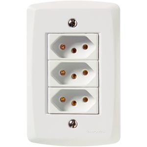 Conjunto com Três Tomadas Tramontina 2P + T 10 A / 250 V – Lux2 - Branco