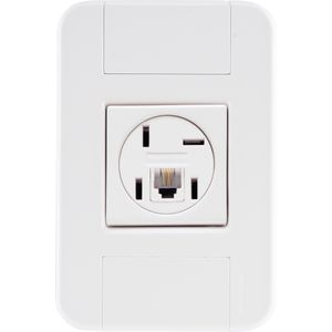 Conjunto com uma Tomada 4 P + RJ11 Tramontina para Telefone e Tablet - Branco