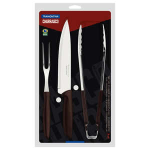 Kit de Churrasco Tramontina Plenus Marrom – 3 Peças