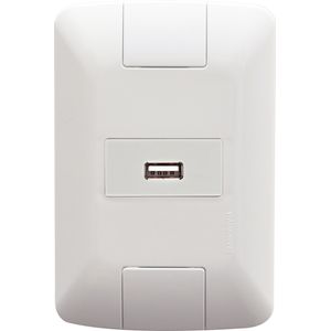 Conjunto Tramontina com 1 Tomada USB Brilho 1,5 A Bivolt - Aria Branco