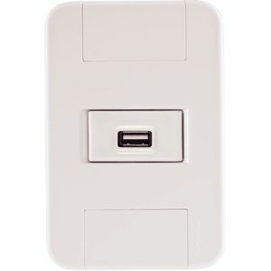Conjunto Tramontina com 1 Tomada USB 1,5 A Bivolt - Tablet Branco