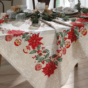 Toalha de Mesa Quadrada Döhler Athenas Estampado Natal 108 4 Lugares 140 x 140 cm