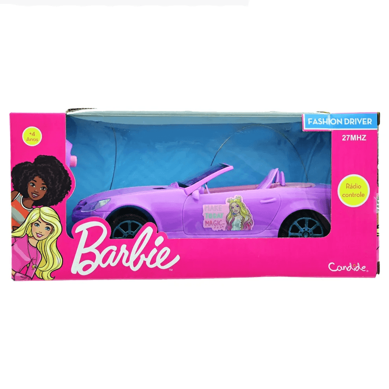 Carrinho Barbie Fashion Candide Driver com Controle Remoto 3 Funções