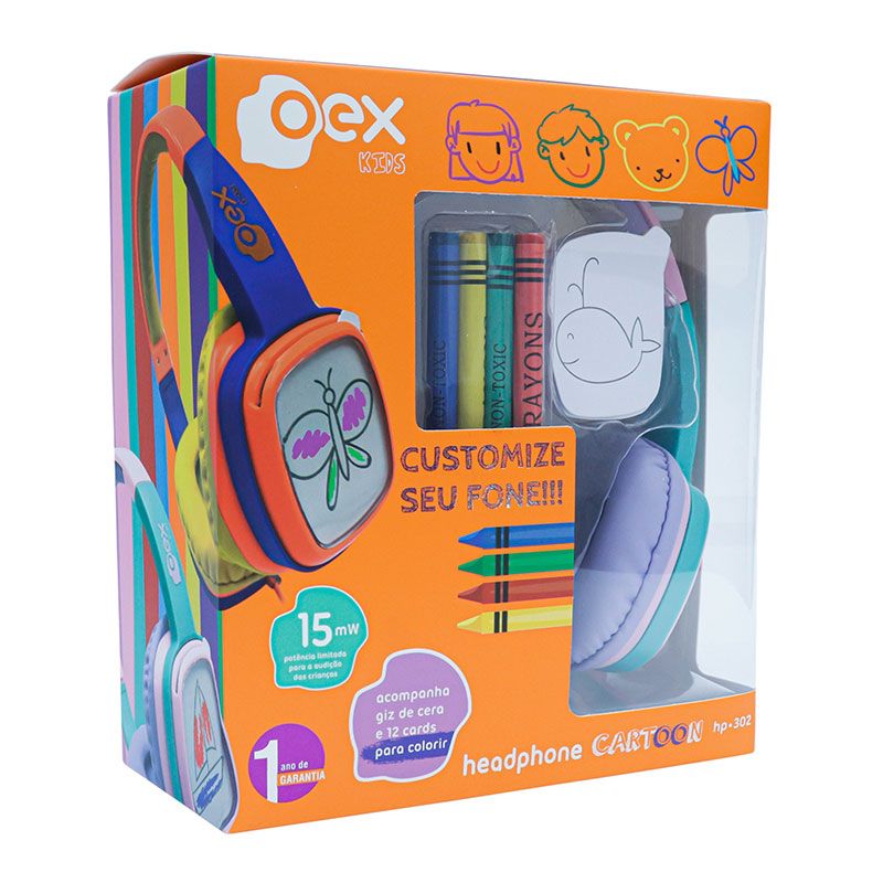 headphone-oex-cartoon-hp302-rosa-com-lilas