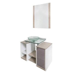 Conjunto Cris Metal Fit com Gabinete + Espelheira + Cuba 90 cm - Amadeirado