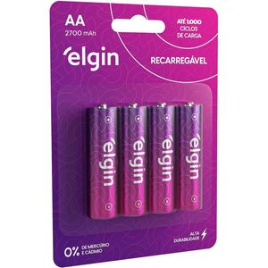 Pilha Recarregável Elgin AA - 2700 Blister  com 4 Pilhas
