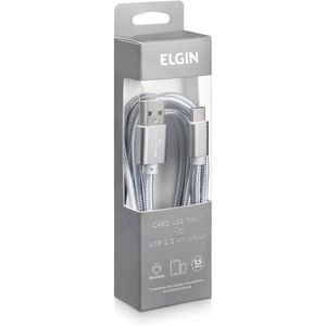 Cabo Usb 2.0 Tipo C 1,5 m Cinza Elgin