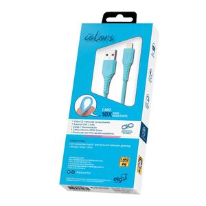Cabo 2.4A Apple Lightning 8 Pinos Emborrachado 1,2 Metros Azul - ELG