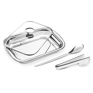 Kit para Assar e Servir Tramontina Cosmos em Aço Inox com Tampa de Vidro 3 Peças