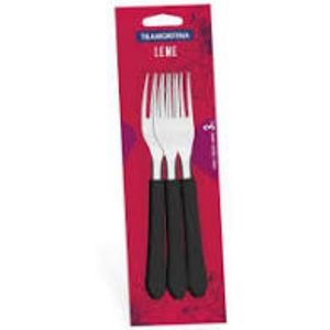 Conjunto de Garfos de Mesa Tramontina Leme com Lâminas em Aço Inox e Cabos de Polipropileno Preto 3 Peças