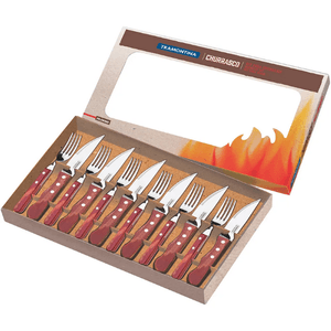 Jogo de Talheres para Churrasco Jumbo Tramontina em Aço Inox com Cabo Vermelho Polywood 12 Peças