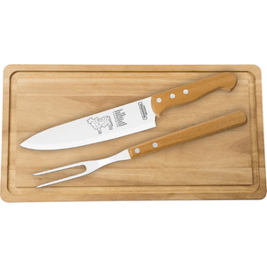 Kit para Churrasco Tramontina com Lâminas em Aço Inox e Cabos de Madeira Natural 3 Peças