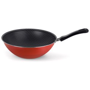 Frigideira Multiflon Essencial Wok Oriental Antiaderente de Alumínio com Cabo - Vermelha 28cm