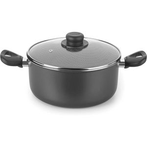 Caçarola Multiflon Gourmet com Tampa de Vidro Antiaderente de Alumínio - 24cm
