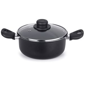 Caçarola Multiflon Gourmet com Tampa de Vidro Antiaderente de Alumínio - 26cm