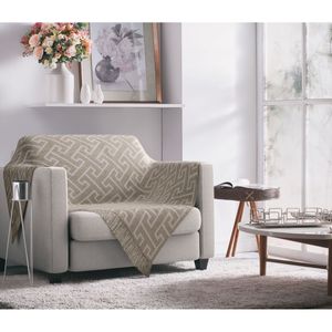 Manta para Sofá Adomes Jacquard Casa Blanca - Geométrico Bege 2,10 x 1,40